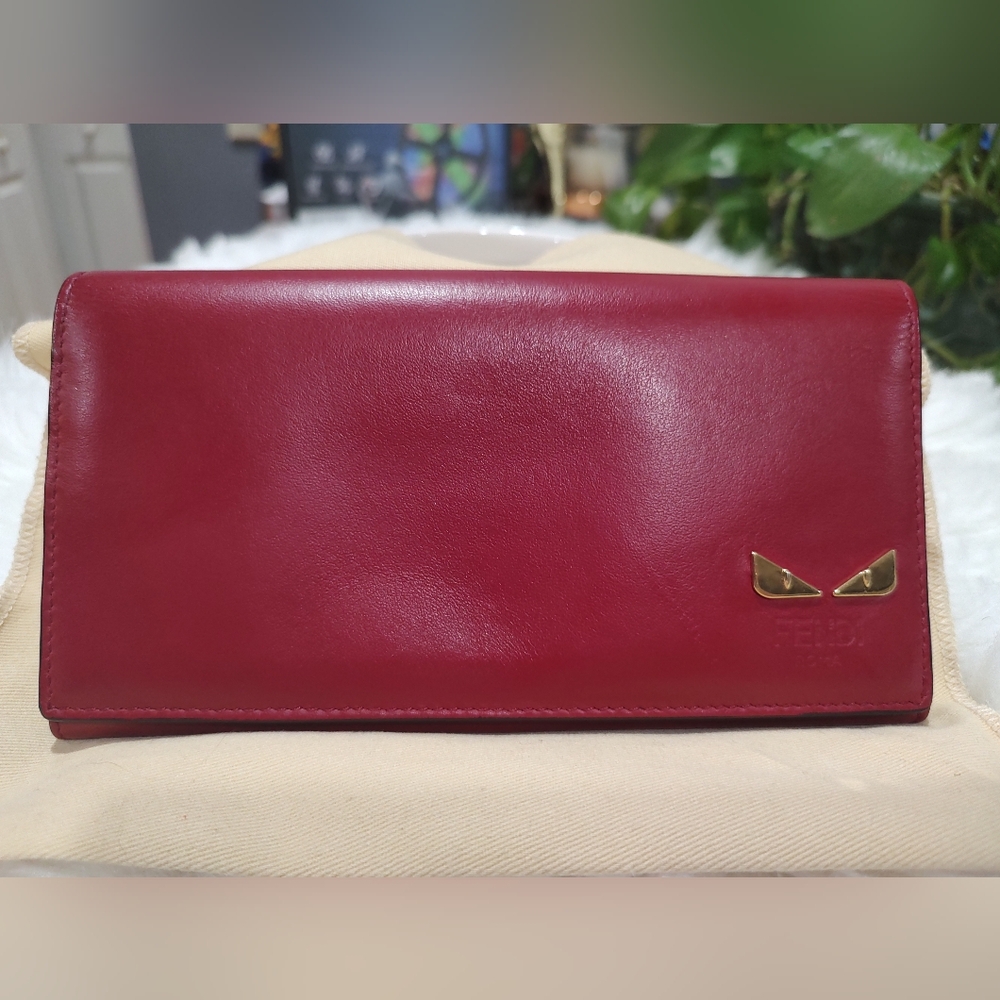 Rare beautiful FENDI monster authentic long wallet Excellent condition leather